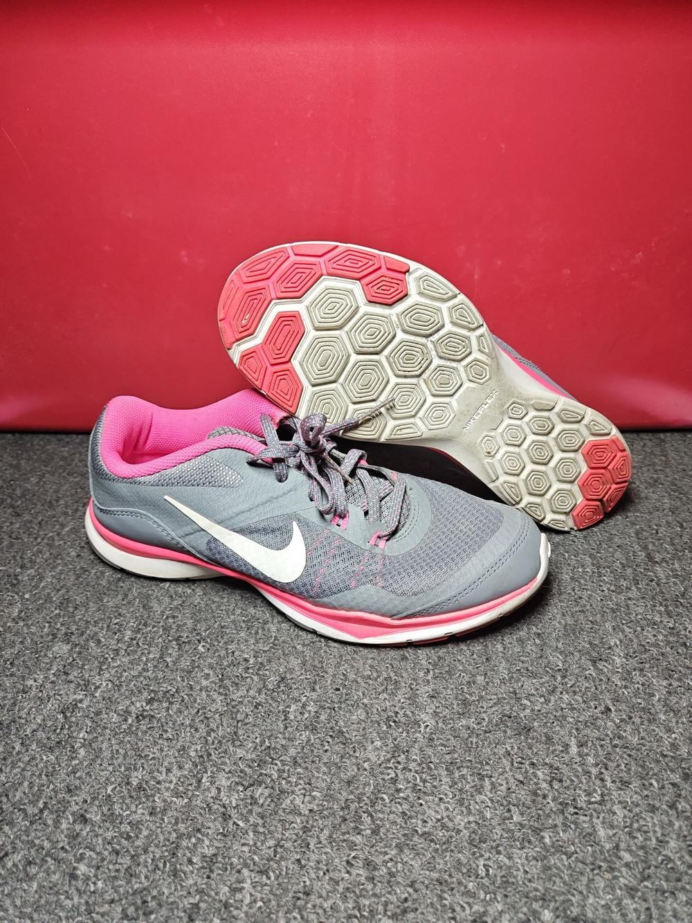 Size 7 - Nike Flex Trainer 5 Cool Gray Pink Pow Lace Up Women's